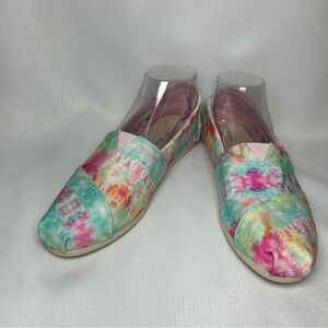 Toms woman's size 8 Shoes Multicolor  Tye dye canvas Flats Slip On Classic